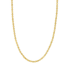 14K Yellow Gold 2.2mm Oval Mirror Link 18 Chain with Lobster Lock