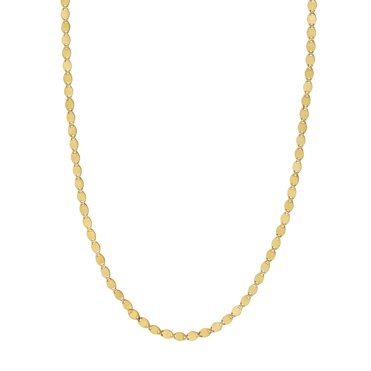 14K Yellow Gold 2.2mm Oval Mirror Link 24 Chain with Lobster Lock
