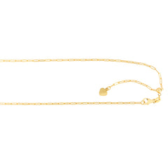 14K Yellow Gold 1.5mm Adjustable Paperclip 22 Chain with Lobster Lock