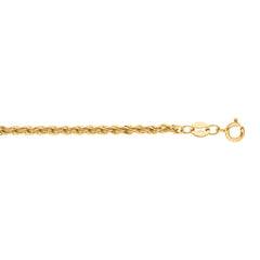 14K Yellow Gold 2mm Lite Rope 24 Chain with Lobster Lock