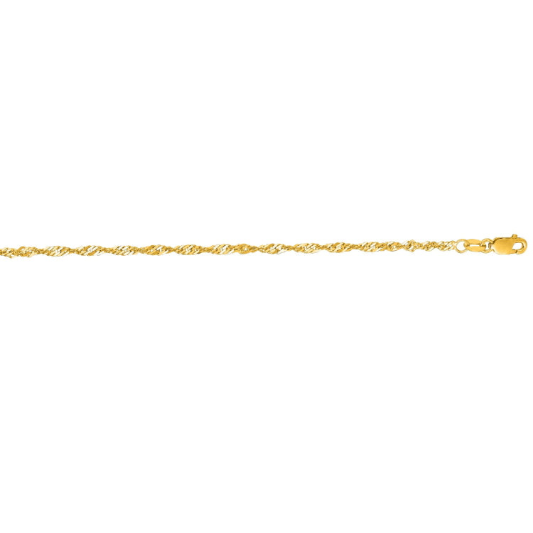 14K Yellow Gold 2.1mm Singapore 16 Chain with Lobster Lock