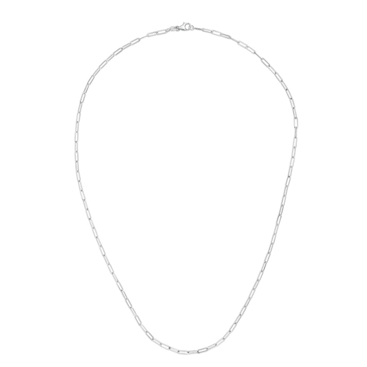 14K White Gold 2.1mm Paperclip 24 Chain with Lobster Lock