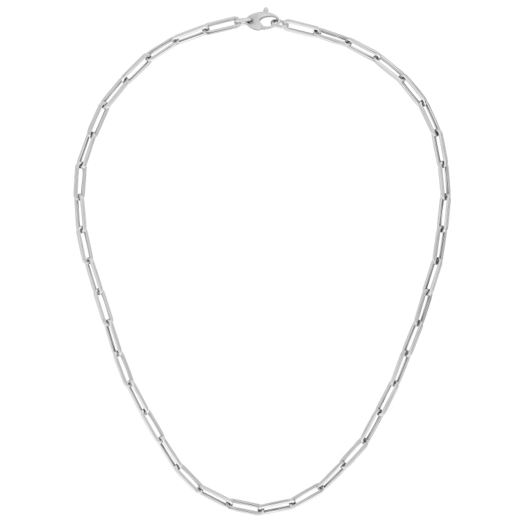 14K White 7.5 Gold 4.2mm Paperclip Chain Bracelet with Lobster Lock
