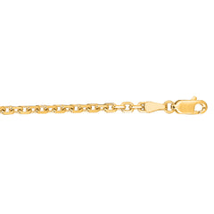 14K Yellow Gold 2.6mm 20 Diamond Cut  Classic Cable Chain with Lobster Clasp