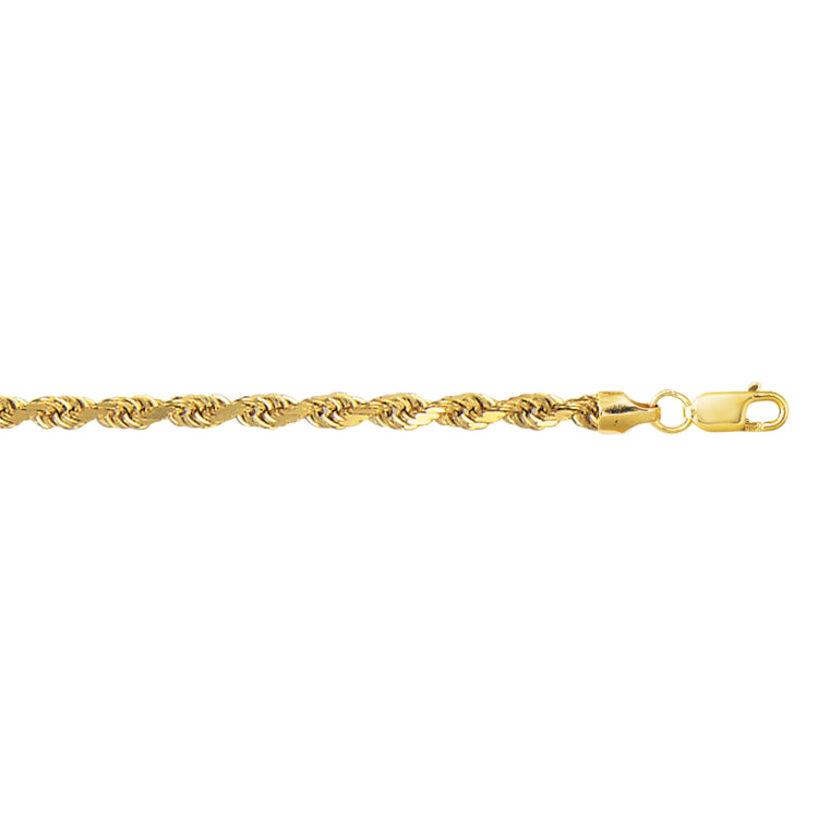 14K Yellow Gold 5mm 24 Diamond Cut Lite Rope Chain with Lobster Clasp