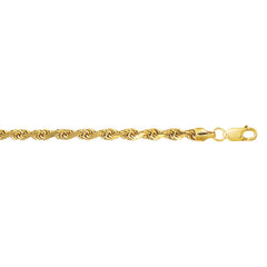 14K Yellow Gold 5mm 24 Diamond Cut Lite Rope Chain with Lobster Clasp