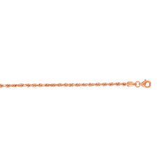 14K Rose Gold 24 2.3mm Diamond Cut Solid Royal Rope Chain with Lobster Clasp