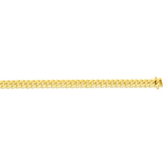 10K Yellow Gold 8 5mm Semi-Solid Miami Cuban 8 Chain Bracelet with Box Clasp