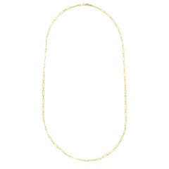 14K Yellow Gold 18 2.8mm Alternating Paperclip Link Chain Necklace with Lobster Lock.