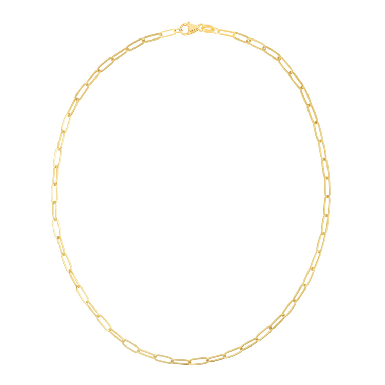 14K Yellow Gold 3.5mm Paperclip 20 Chain Necklace