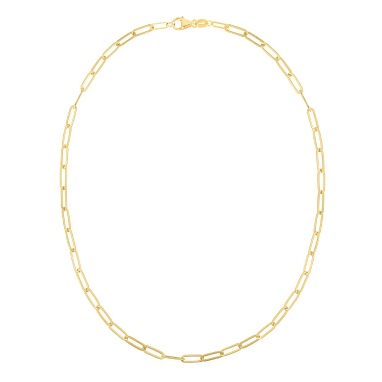 14K Yellow Gold 4mm Paperclip 24 Chain Necklace