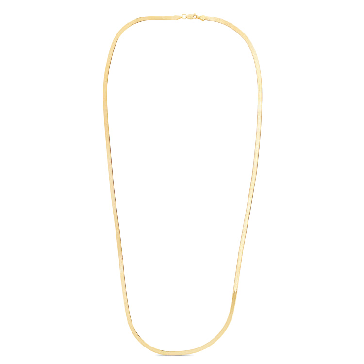 14K Yellow Gold 1.5mm Polished Beveled Herringbone 18 Chain Necklace with Lobster Clasp