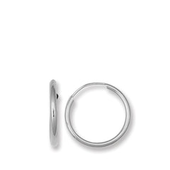 14K White Gold 1mm x 13.4mm Endless Hoop Earring