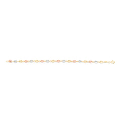 14K Tri-color Gold 20 Polished Puffed Mariner Link Chain Necklace with Lobster Lock