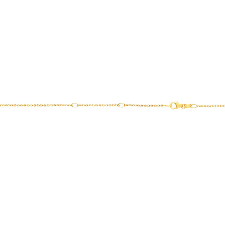14K Yellow Gold 1.1mm Double Extendable Diamond Cut Cable Chain with Lobster Lock. 18 total length with jump Ring at 16 and 17 inch.