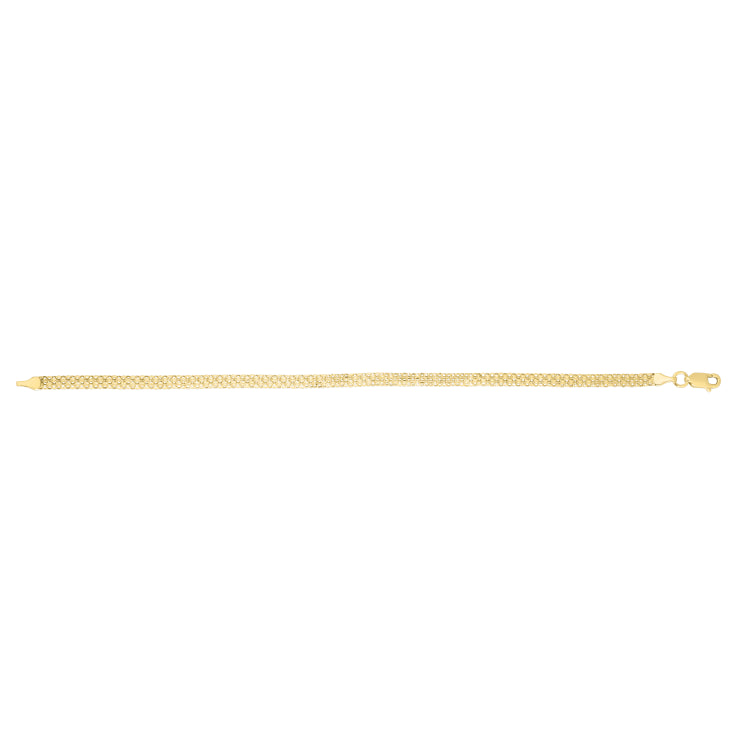 14K Yellow Gold 3.5mm Bismark 7.25 Chain Bracelet with Lobster Clasp