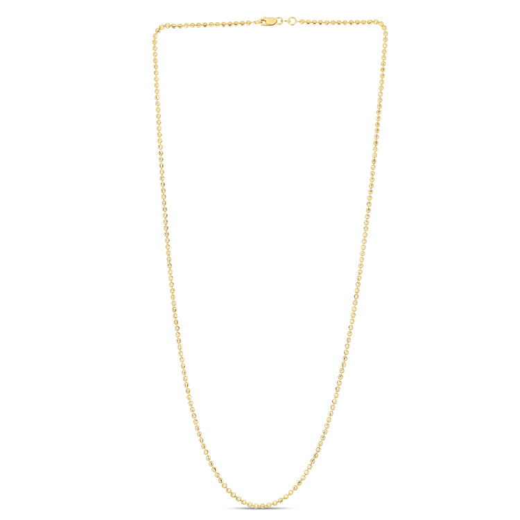14K Yellow Gold 2mm Moon 18 Chain Necklace with Lobster Clasp
