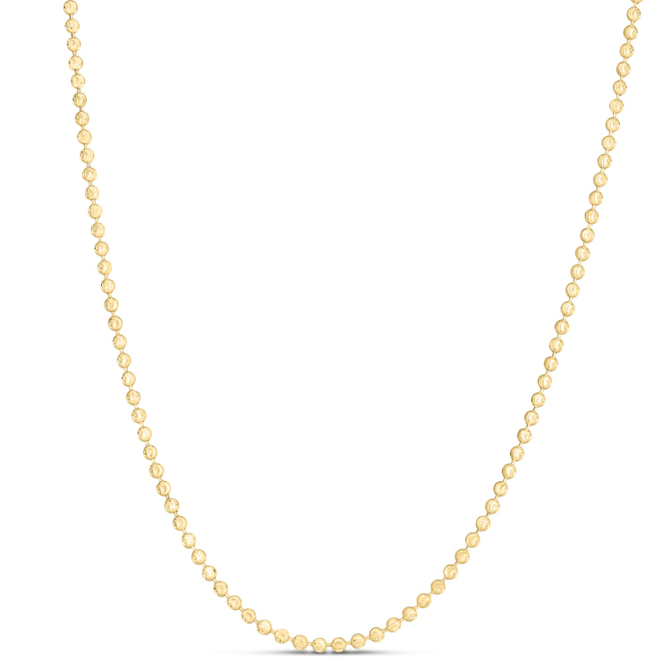 14K Yellow Gold 2.5mm Moon 18 Chain Necklace with Lobster Clasp