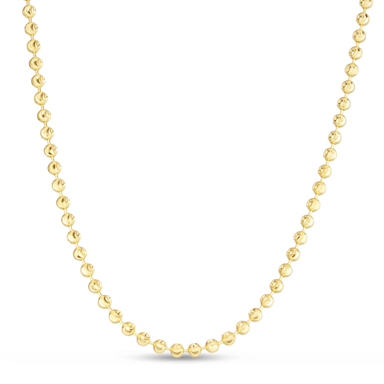 14K Yellow Gold 4mm Moon 16 Chain Necklace with Lobster Clasp