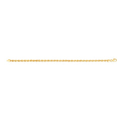 14K Yellow Gold 3mm Silk Rope 7 Chain Bracelet with Lobster Clasp