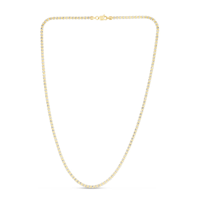 14K Two-tone Gold 20 2.7mm Fancy Ice Chain Necklace with Lobster Clasp