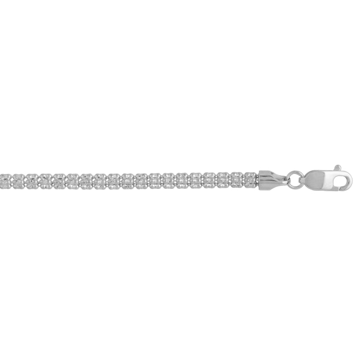14K White Gold 3.3mm Fancy Ice 24 Chain Necklace with Lobster Clasp