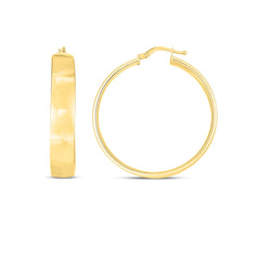 14K Yellow Gold Large 7x35mm Wedding Band (domed tube) Hoops with Hinged Clasp