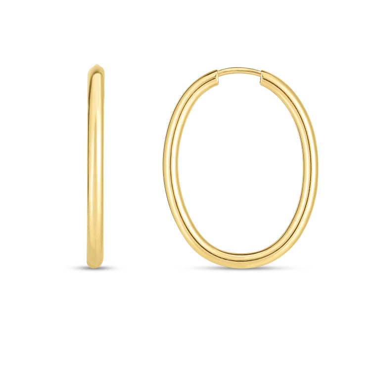 14K Yellow Gold Endless Oval Hoop Earrings