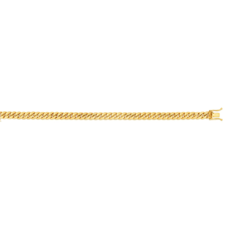 14K Yellow Gold 18 4.5mm Semi-Solid Miami Cuban Chain with Box Clasp