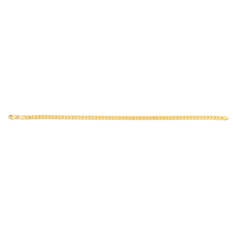 14K Yellow Gold 7.5 2.7mm Diamond Cut  Round Franco Chain Bracelet with Lobster Clasp