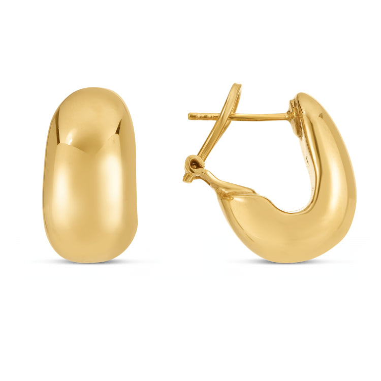 14K Yellow Gold Fancy Hoop Earrings with Omega Back Clasp