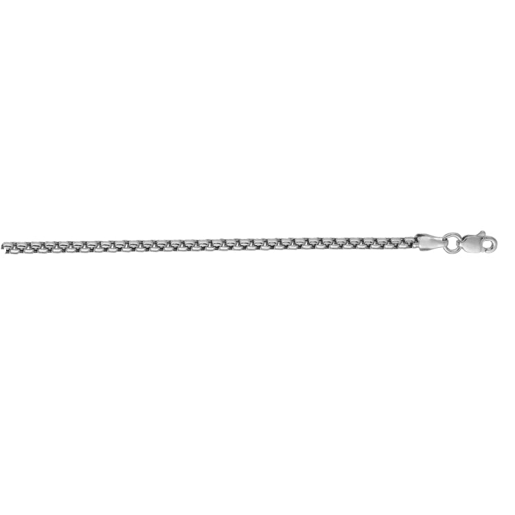 14K White Gold 16 1.6mm Solid Round Box Chain with Lobster Clasp