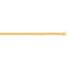 Silver (14k Yellow Gold Plated) 7mm Polished 22 Miami Cuban Chain Necklace with Box Clasp.