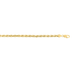 Silver (14k Yellow Gold Plated) 5mm 22 Diamond Cut Royal Rope Chain Necklace with Lobster Clasp.