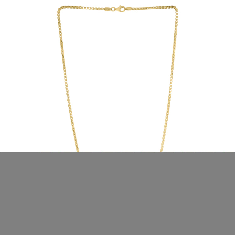 Silver (14k Yellow Gold Plated) 20 2.1mm Polished Round Box Chain Necklace with Lobster Clasp.