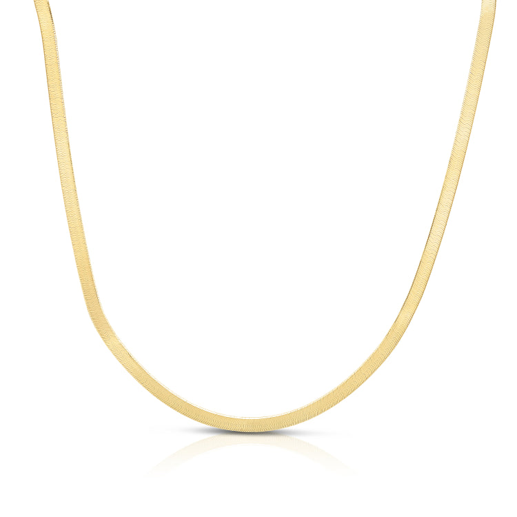 Silver (14k Yellow Gold Plated) 18 3.4mm Imperial Herringbone Chain Necklace with Lobster Clasp.