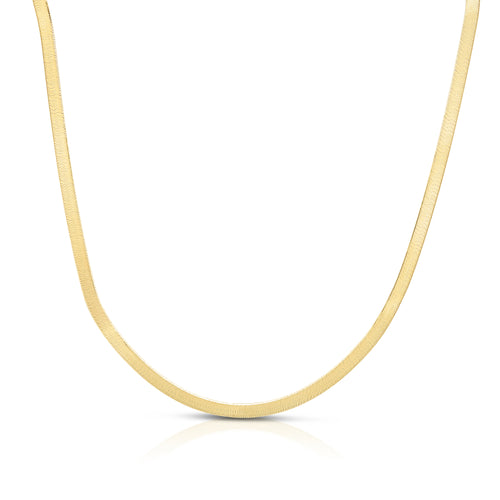 Silver (14k Yellow Gold Plated) 18 4.2mm Imperial Herringbone Chain Necklace with Lobster Clasp.