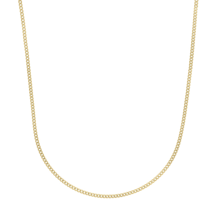14K Yellow Gold 2.2mm Light Gourmette (Baby Cuban) 18 Chain with Lobster Clasp
