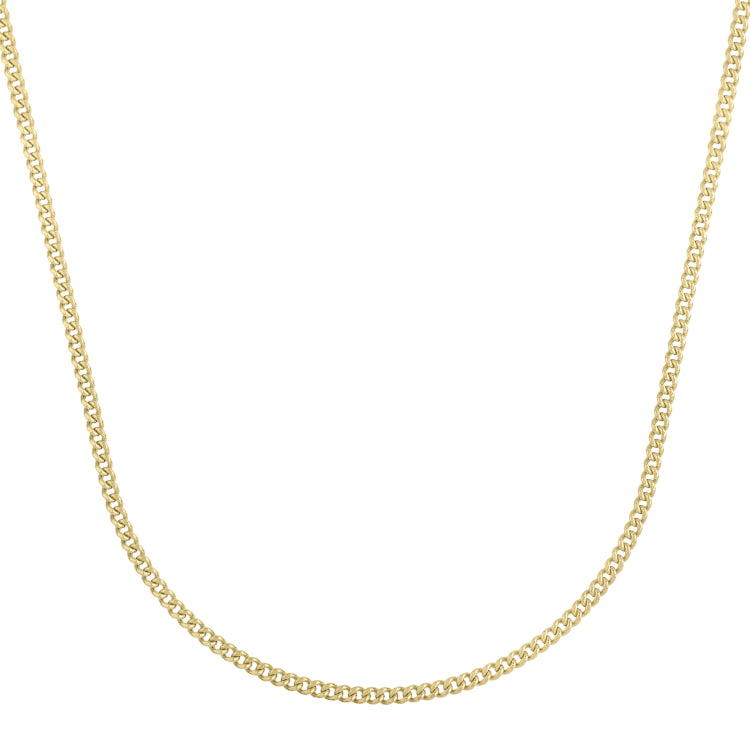 14K Yellow Gold 2.8mm Light Gourmette (Baby Cuban) 22 Chain with Lobster Clasp