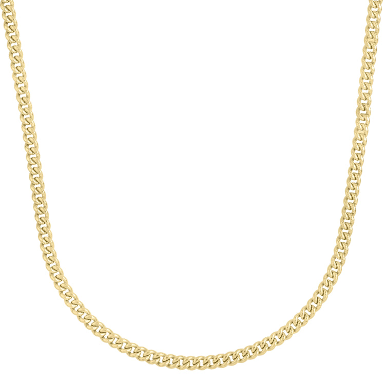 14K Yellow Gold 4.1mm Light Gourmette (Baby Cuban) 24 Chain with Lobster Clasp