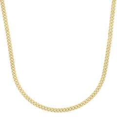 14K Yellow Gold 4.1mm Light Gourmette (Baby Cuban) 24 Chain with Lobster Clasp