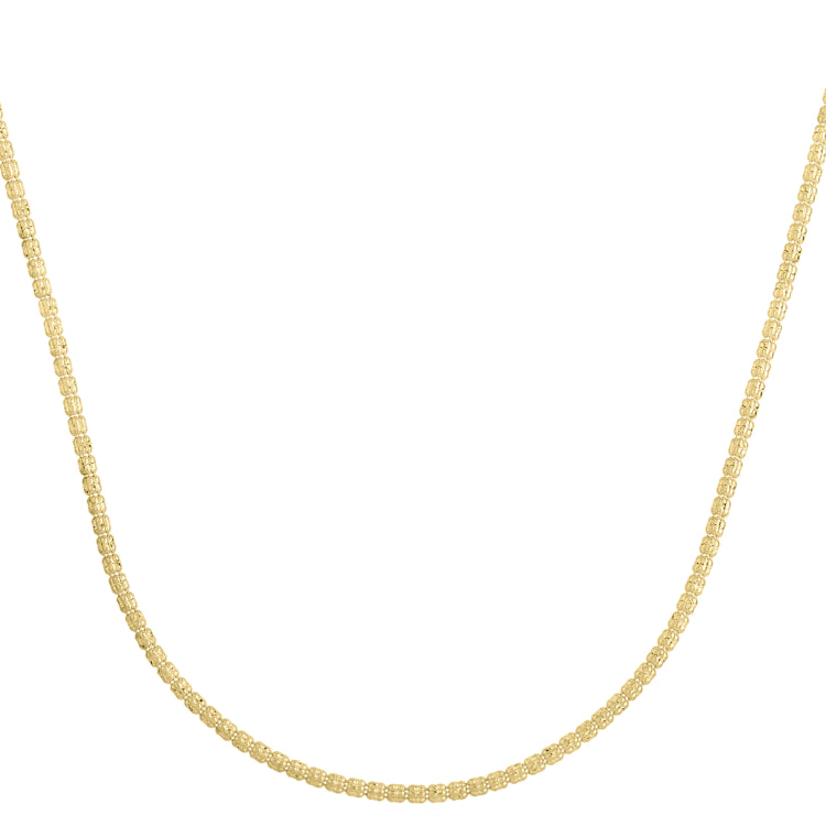 14K Yellow Gold 2.74mm Fancy 24 Ice Chain Necklace with Lobster Clasp