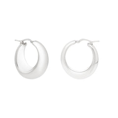 Sterling Silver Polished Sculpted Hoop Earrings with Hinged Clasp