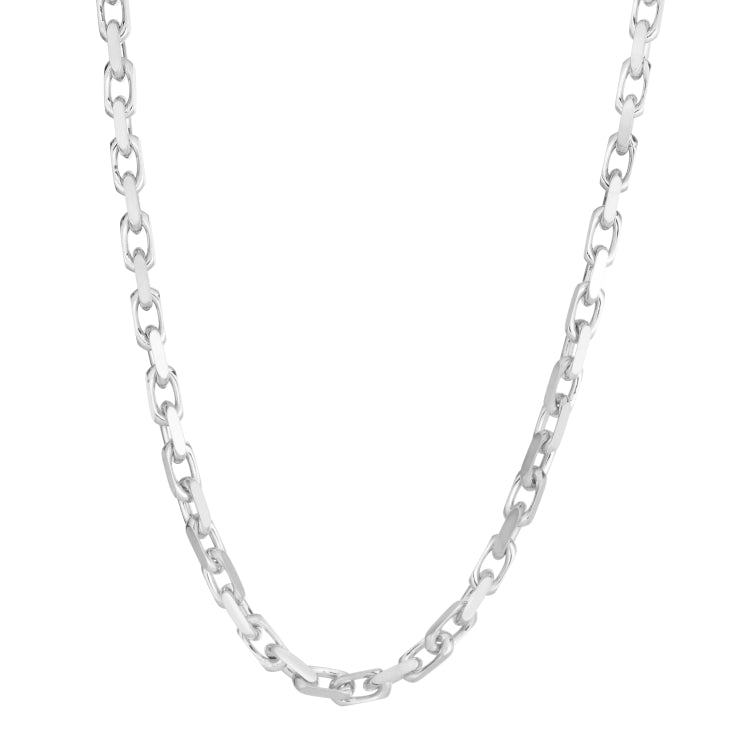 Sterling Silver 6.12mm 24 French Cable Chain Necklace with Lobster Clasp. Item is rhodium plated.
