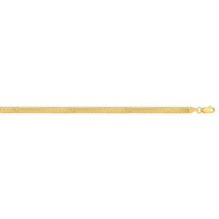 14K Yellow Gold 20 4.2mm Oval Snake Chain Necklace with Lobster Clasp.