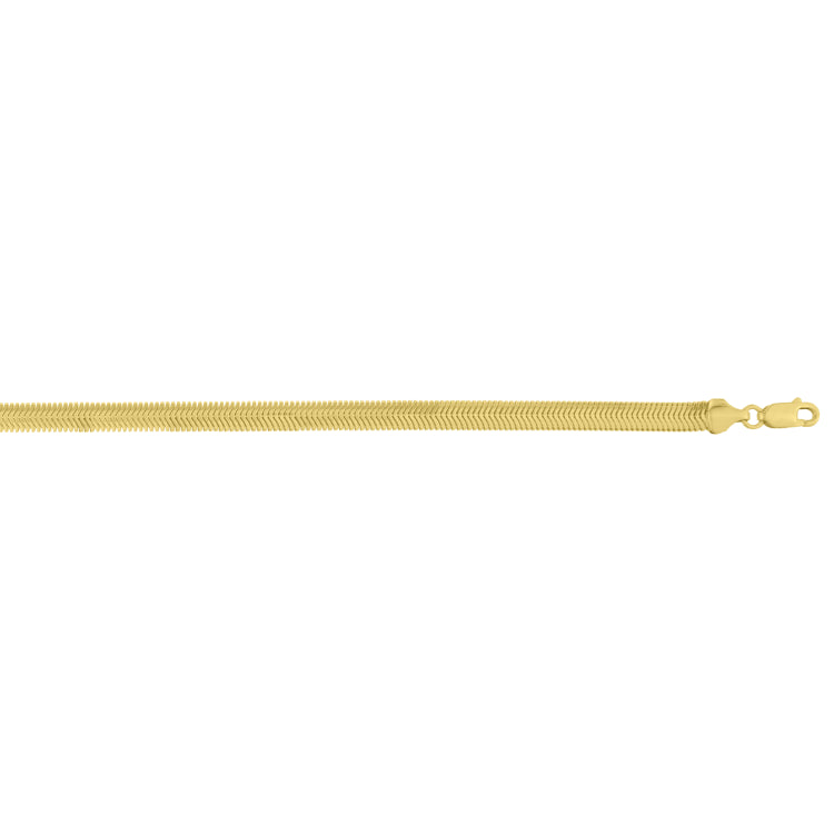 14K Yellow Gold 18 5.3mm Oval Snake Chain Necklace with Lobster Clasp.