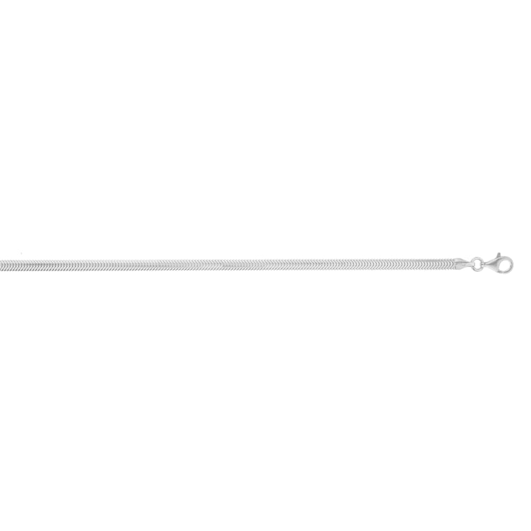 Sterling Silver 18 3.3mm Oval Snake Chain Necklace with Lobster Clasp. Item is rhodium plated.