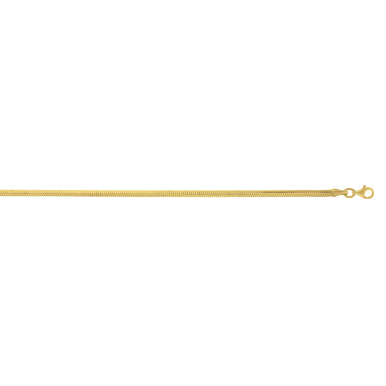 Sterling Silver (Yellow Gold Plated) 16 2.6mm Oval Snake Chain Necklace with Lobster Clasp.