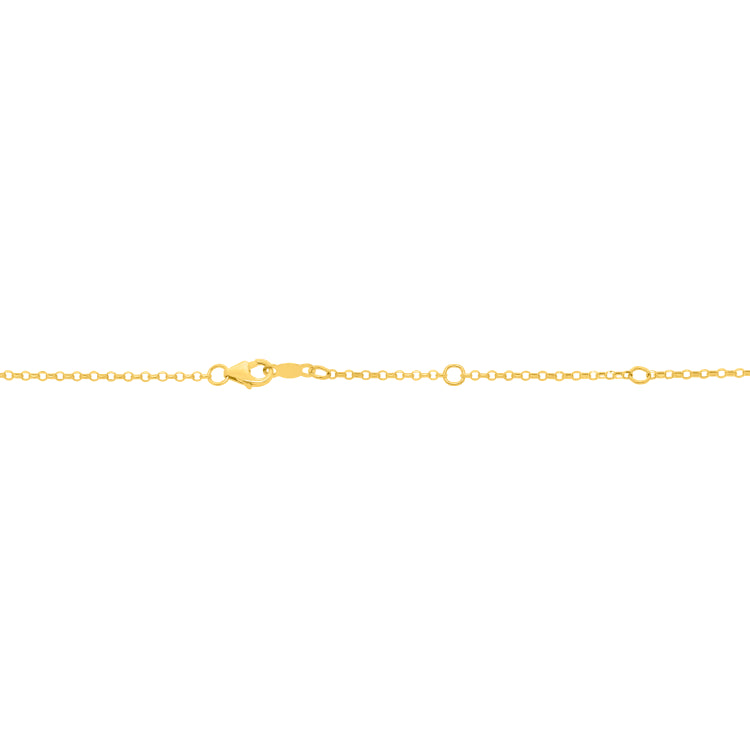 10K Yellow Gold Diamond Cut Rolo Double Extendable Chain with Lobster Clasp. 18 Total length with jump ring at 16 and 17.