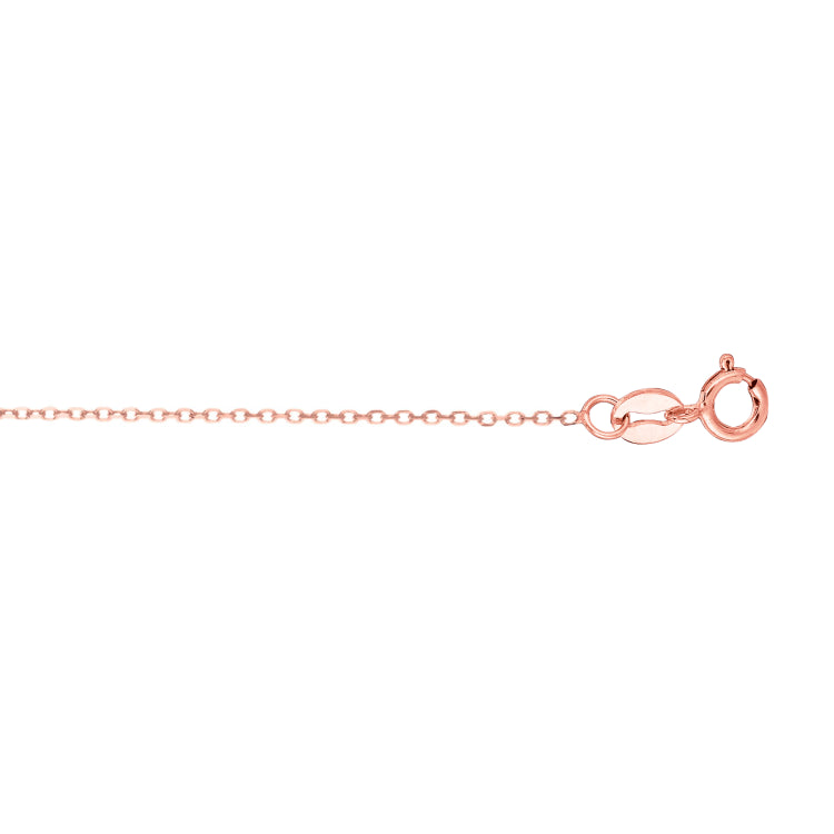 10K Rose Gold 0.68mm Diamond Cut Cable 16 Chain with Spring Ring Clasp